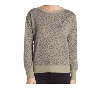 C&C CALIFORNIA
Alexa Pullover Sweatshirt In Olive Leopard / Gunm